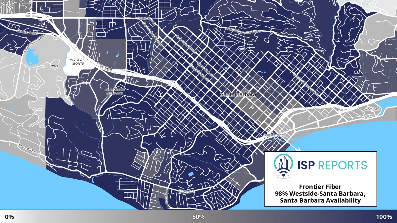 Westside-Santa Barbara, Santa Barbara, CA map of internet availability