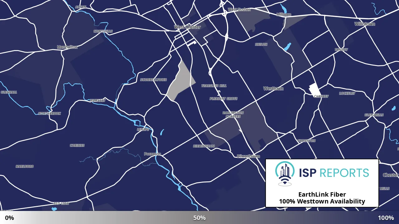 Westtown, PA map of internet availability