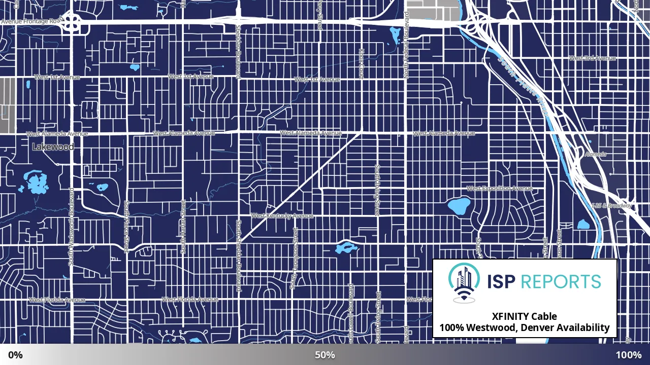 Westwood, Denver, CO map of internet availability