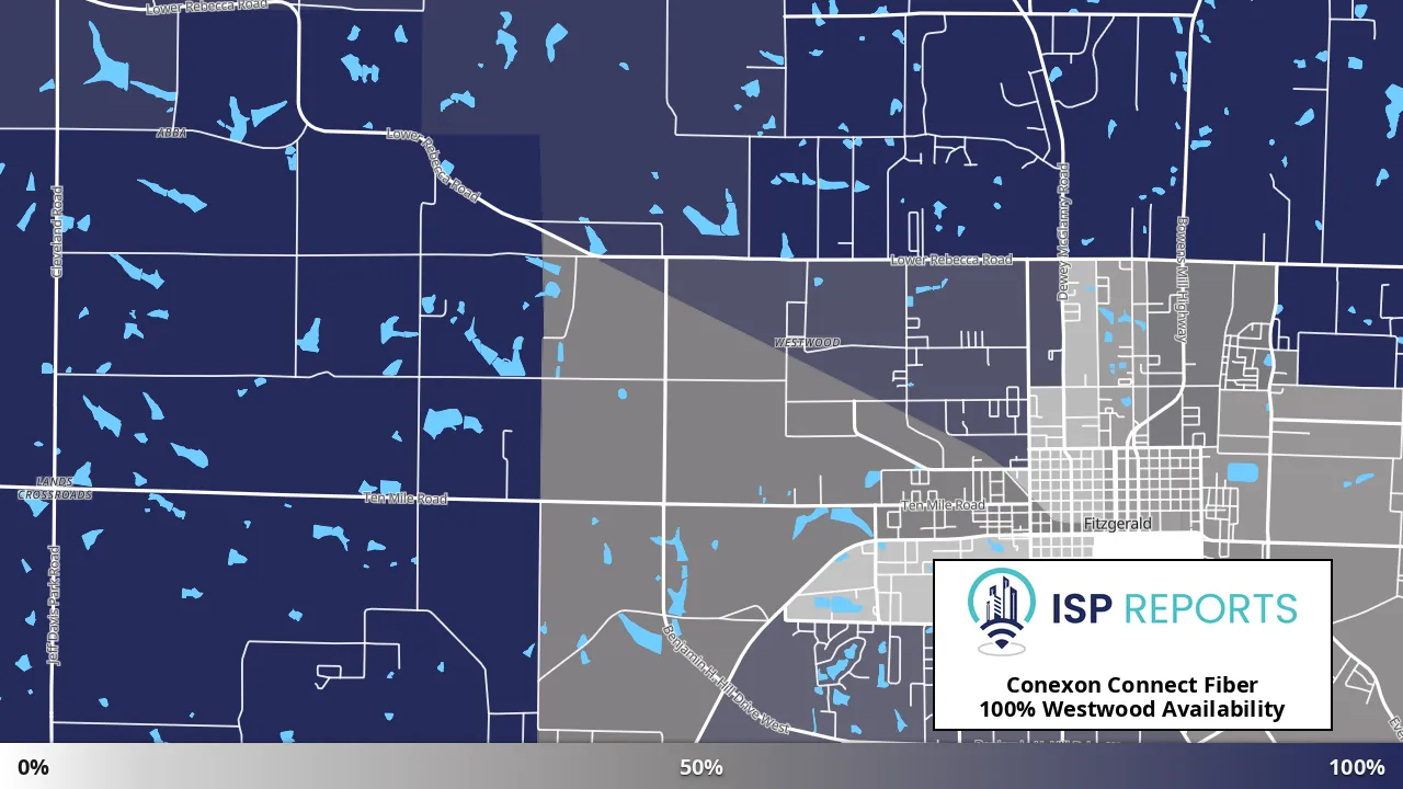 Westwood, GA map of internet availability
