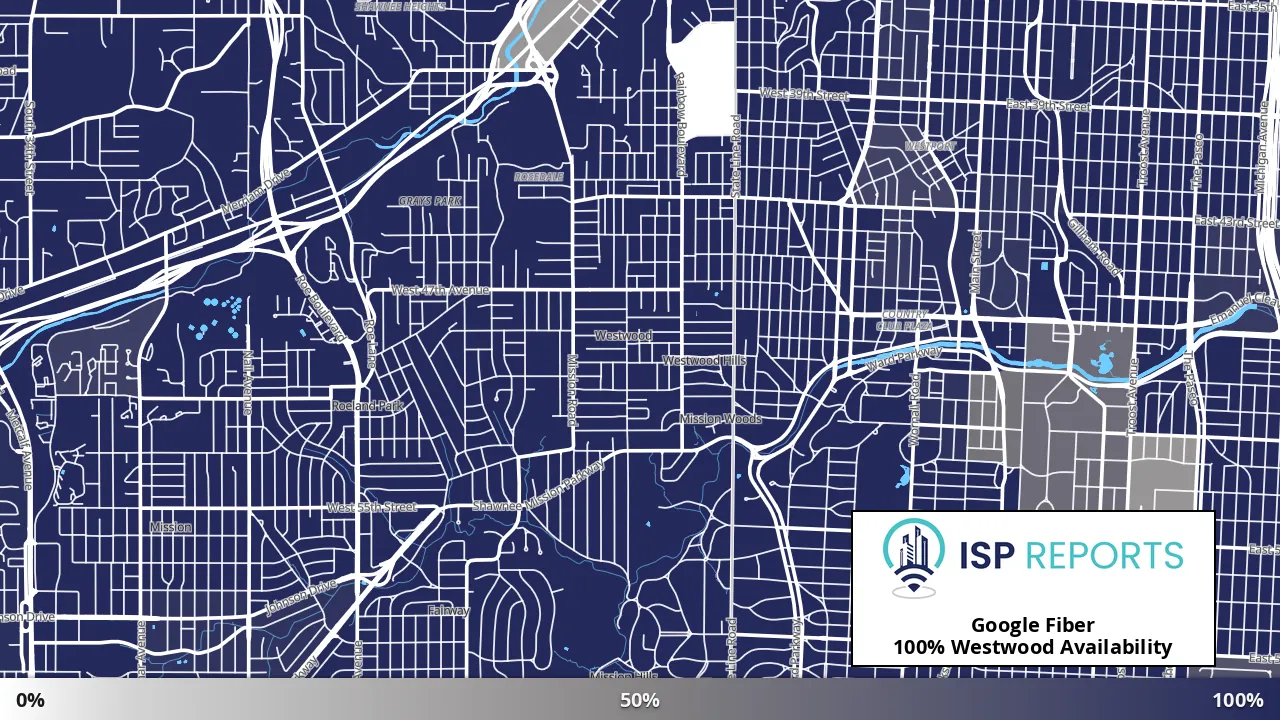 Westwood, KS map of internet availability