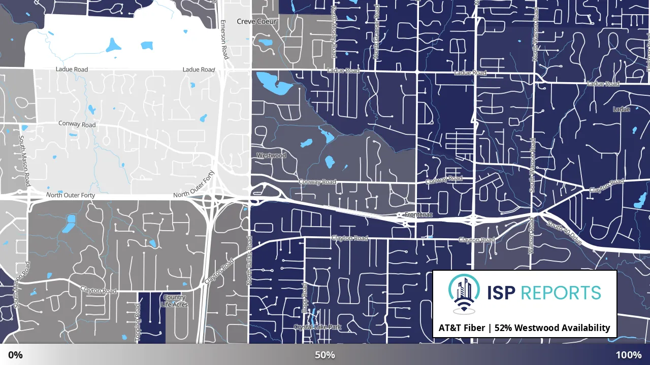 Westwood, MO map of internet availability