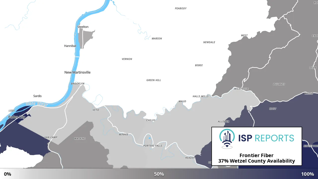 Wetzel County, WV map of internet availability