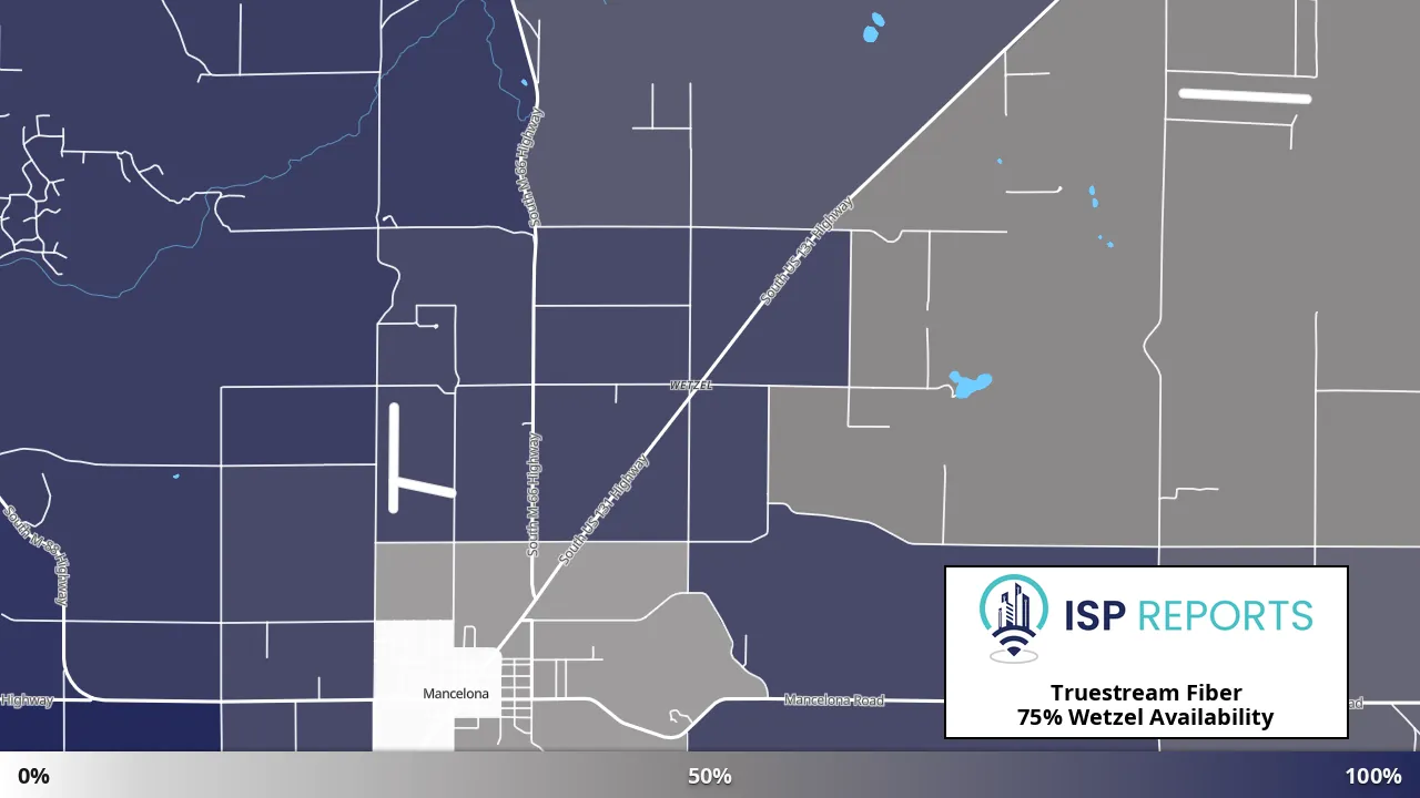 Wetzel, MI map of internet availability