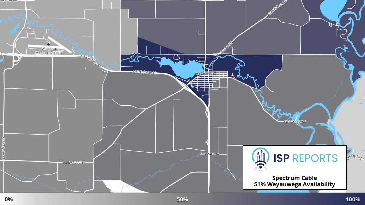 Weyauwega, WI map of internet availability