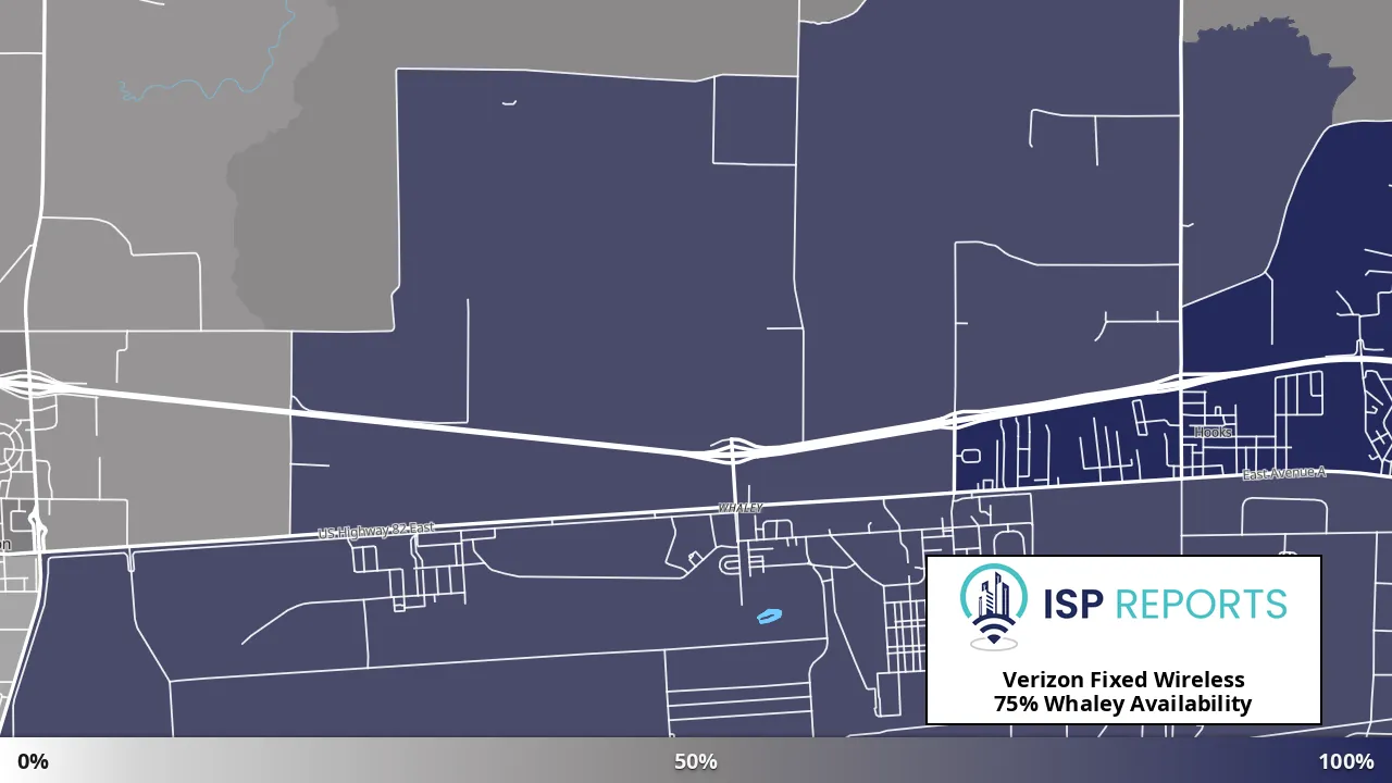 Whaley, TX map of internet availability