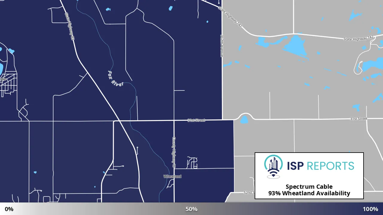 Wheatland, WI map of internet availability