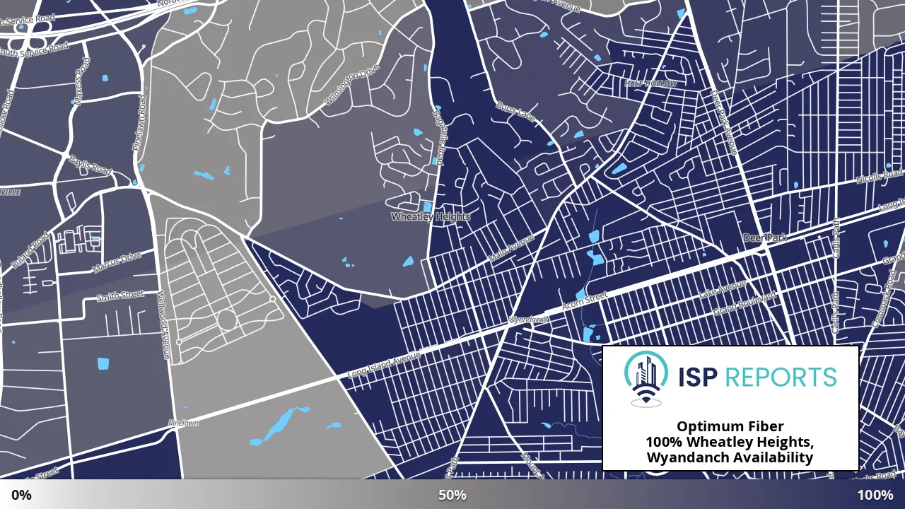 Wheatley Heights, Wyandanch, NY map of internet availability