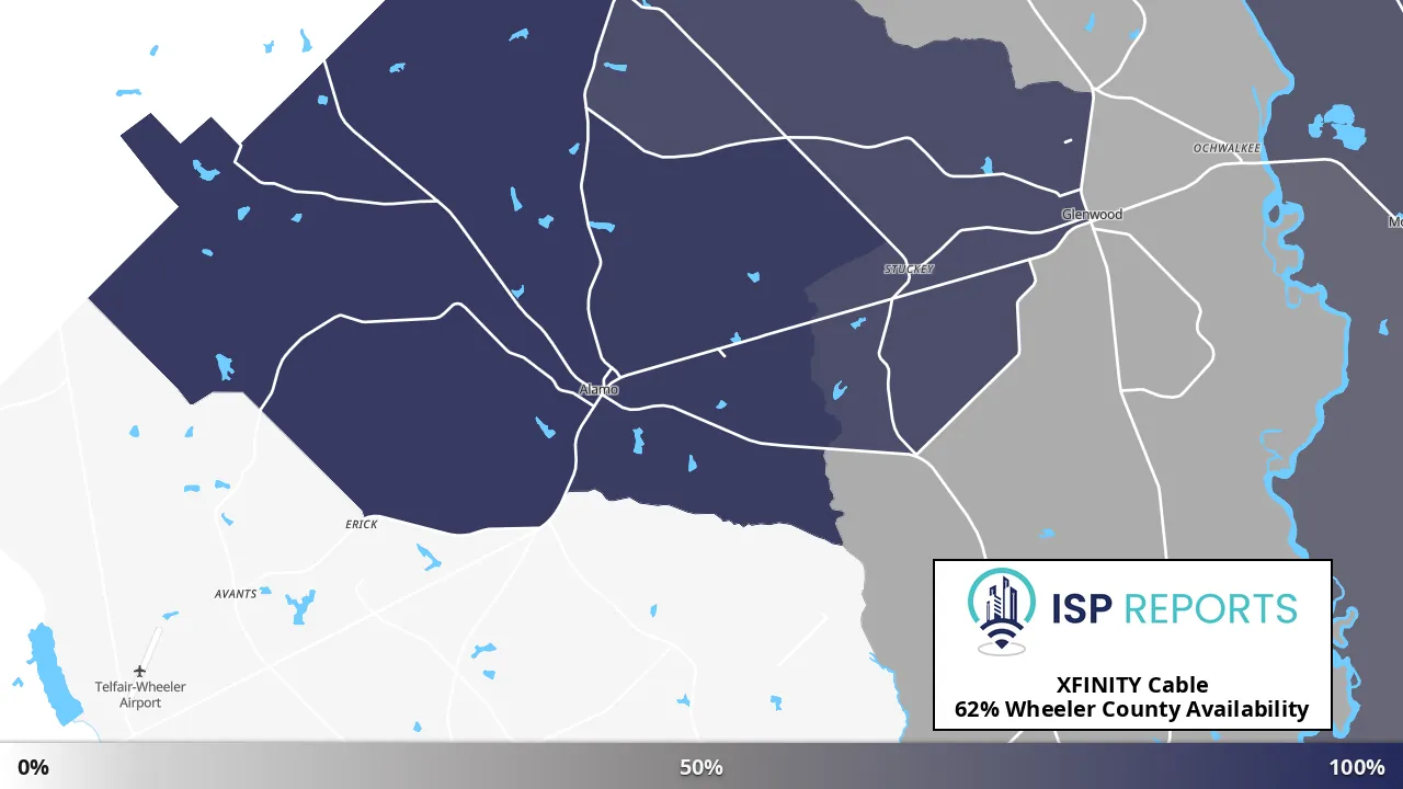 Wheeler County, GA map of internet availability