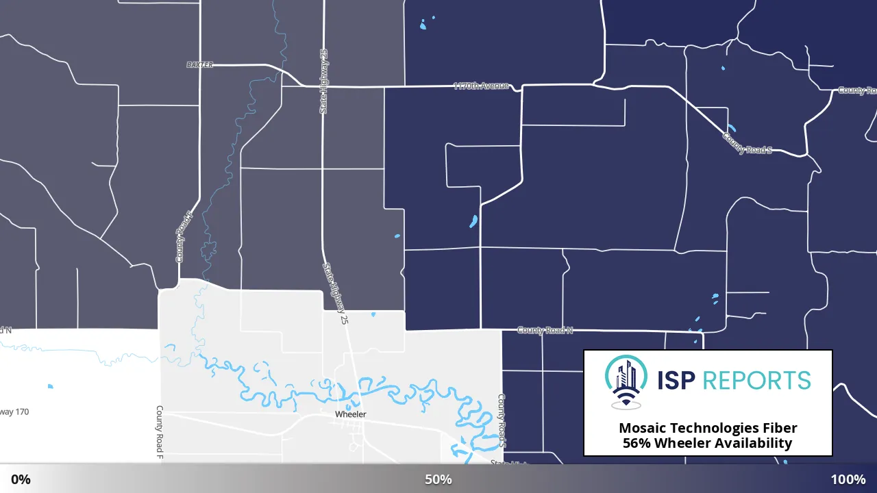 Wheeler, WI map of internet availability