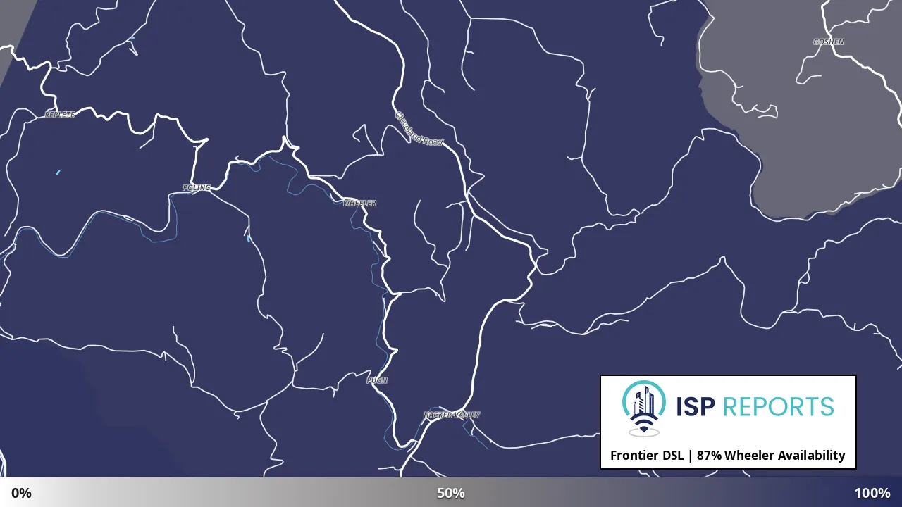 Wheeler, WV map of internet availability