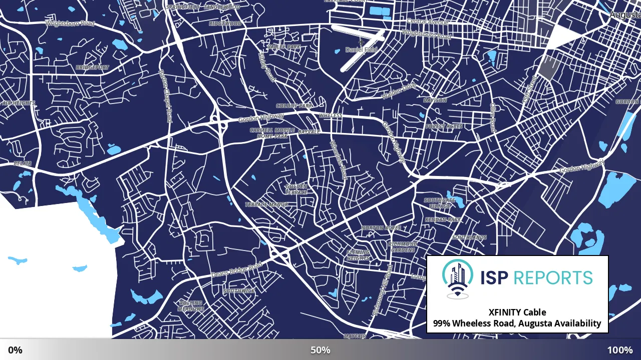 Wheeless Road, Augusta, GA map of internet availability