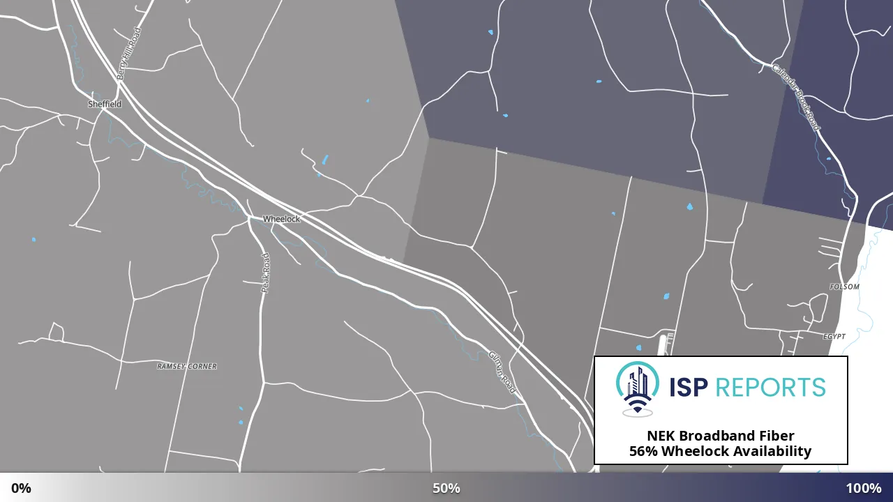 Wheelock, VT map of internet availability