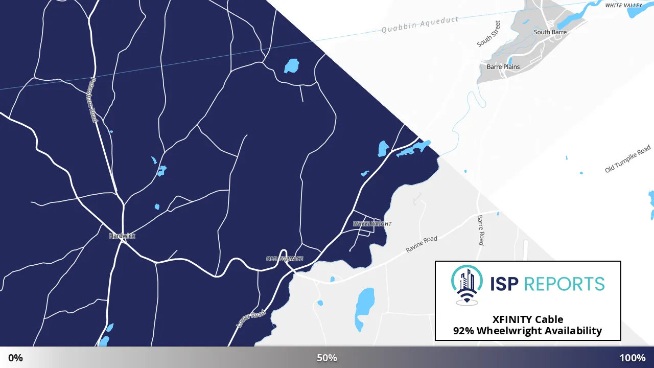 Wheelwright, MA map of internet availability