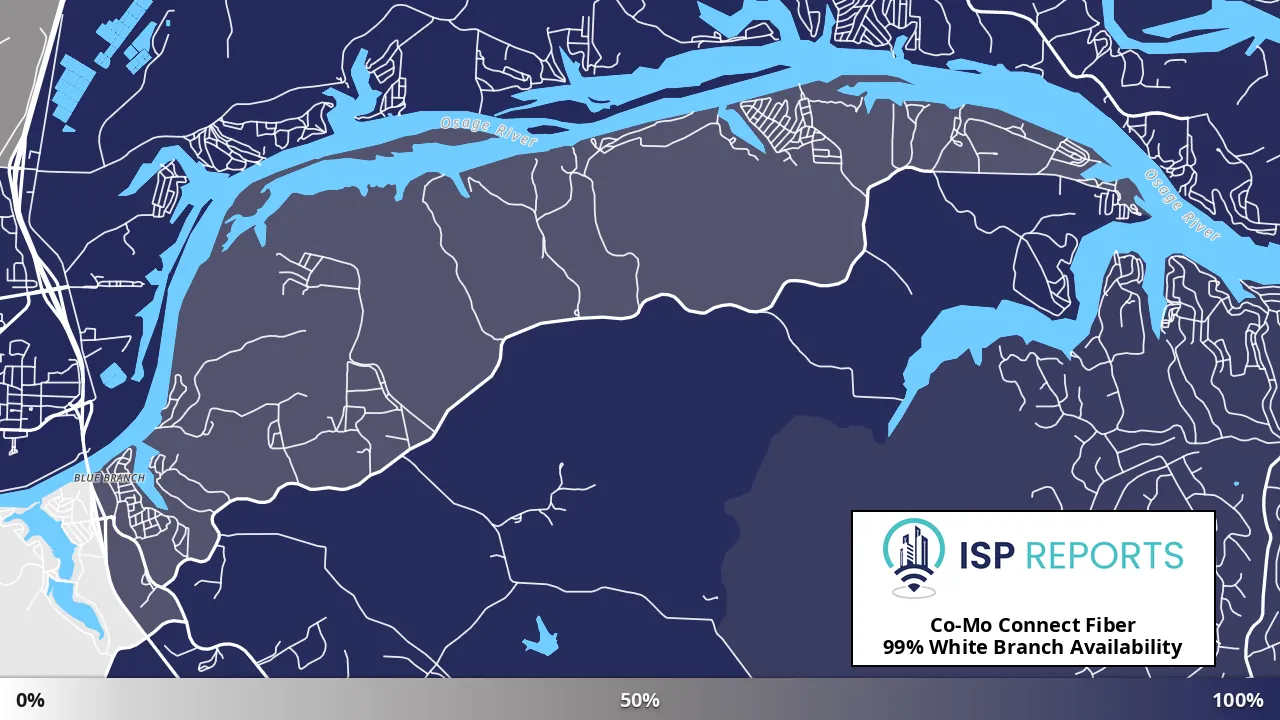 White Branch, MO map of internet availability