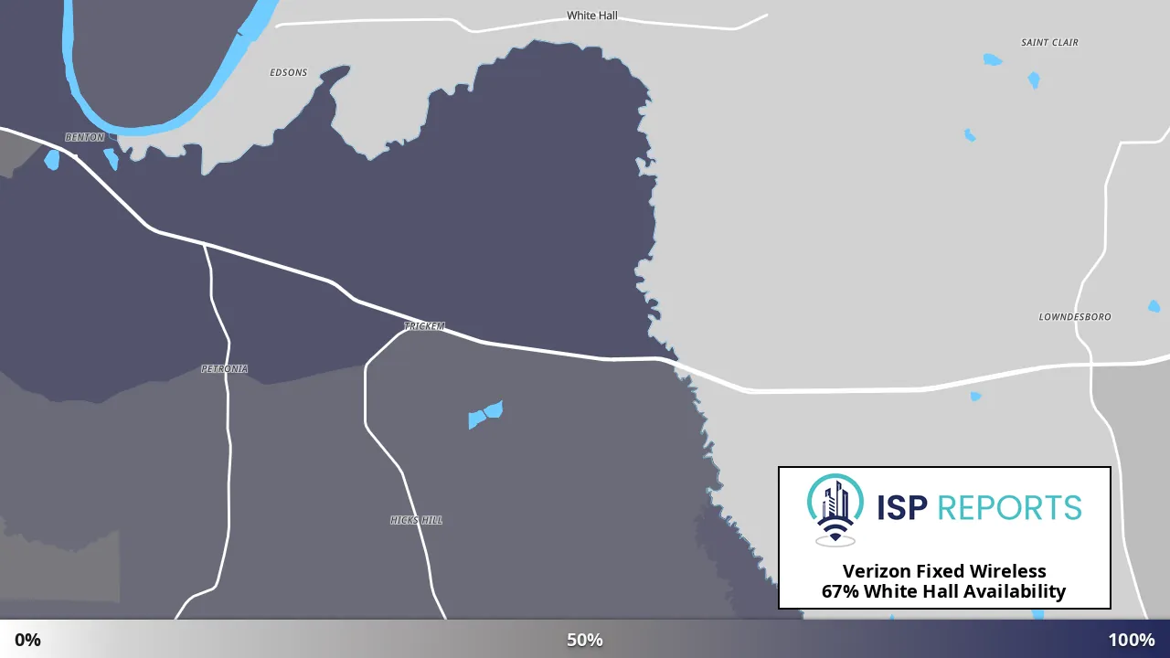 White Hall, AL map of internet availability