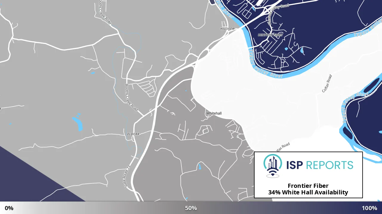 White Hall, WV map of internet availability