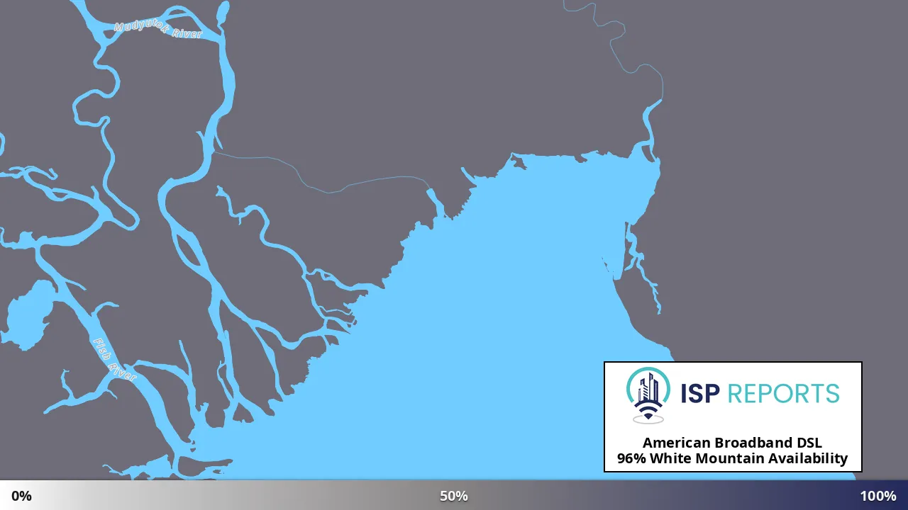White Mountain, AK map of internet availability