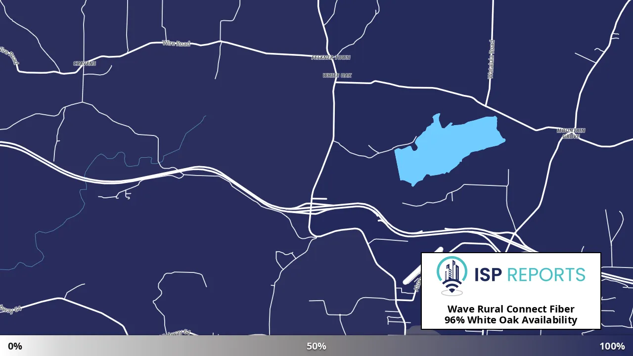 White Oak, AR map of internet availability