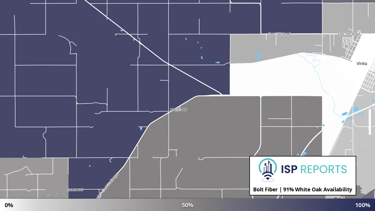 White Oak, OK map of internet availability