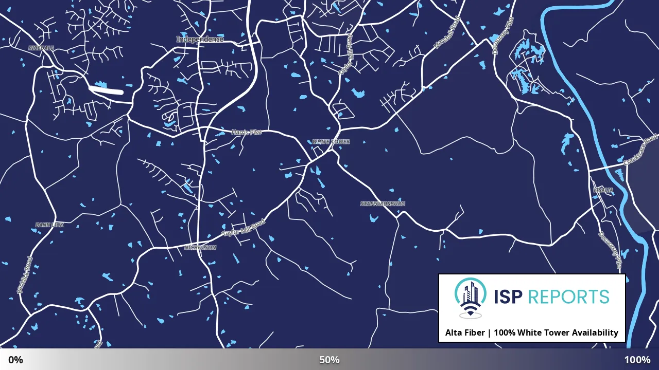 White Tower, KY map of internet availability