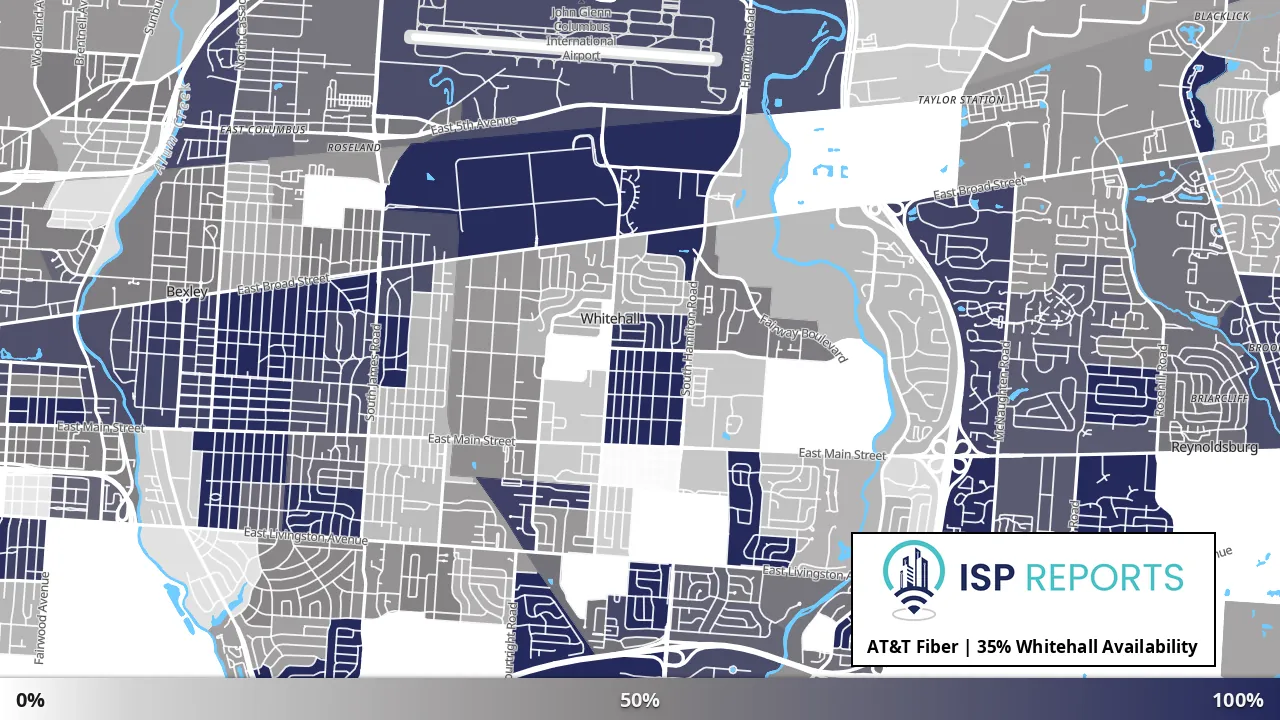 Whitehall, OH map of internet availability