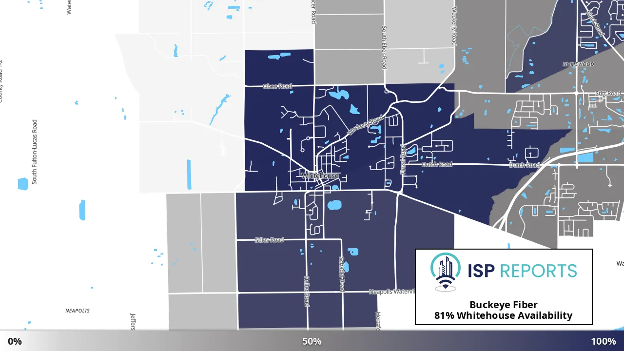 Whitehouse, OH map of internet availability