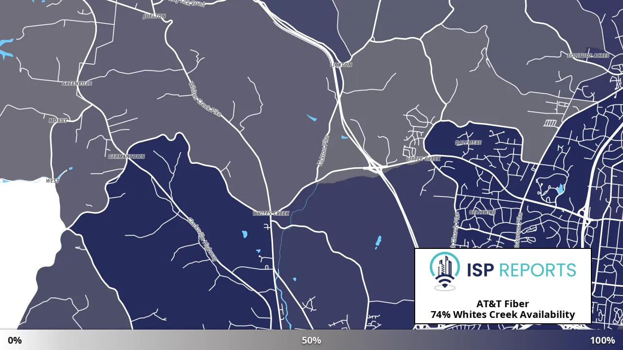 Whites Creek, TN map of internet availability