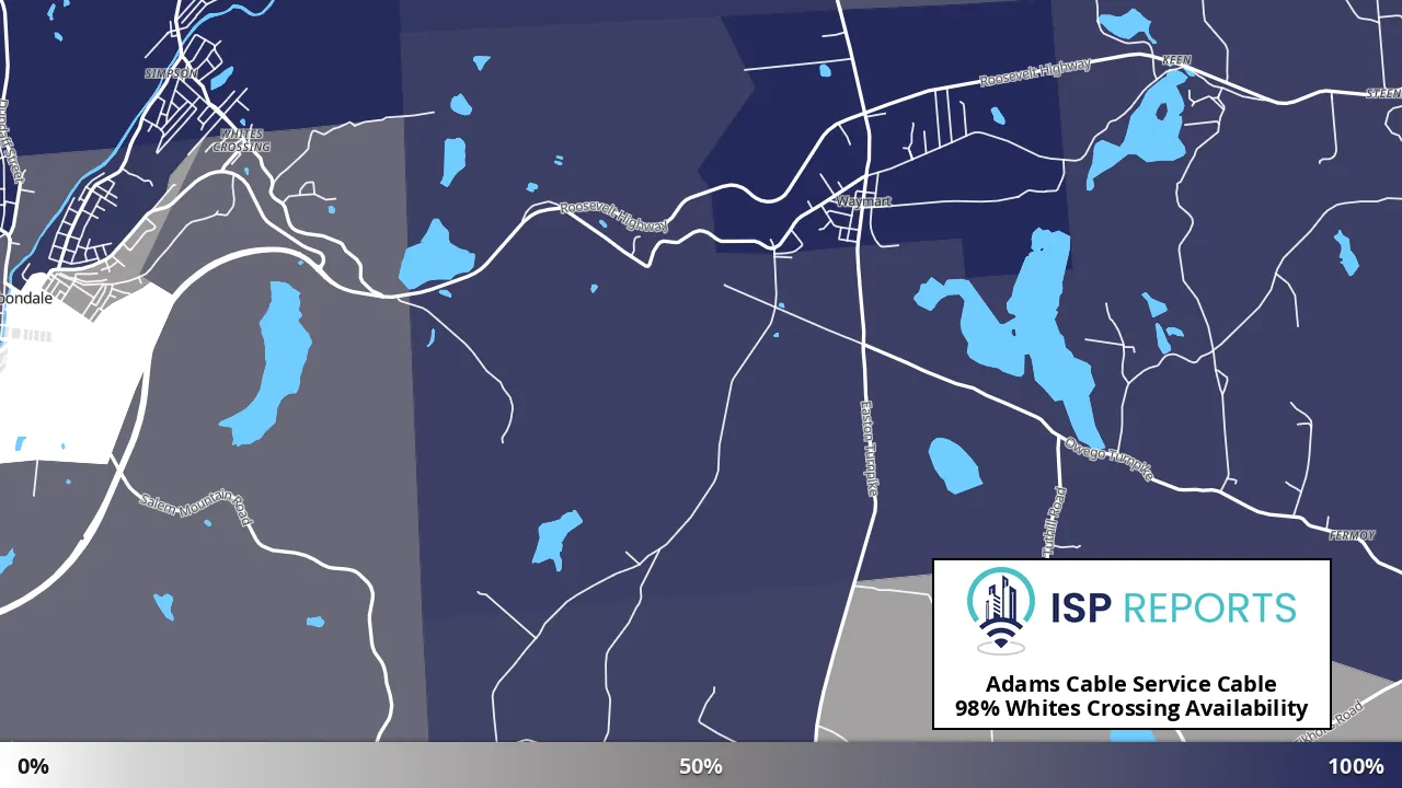 Whites Crossing, PA map of internet availability