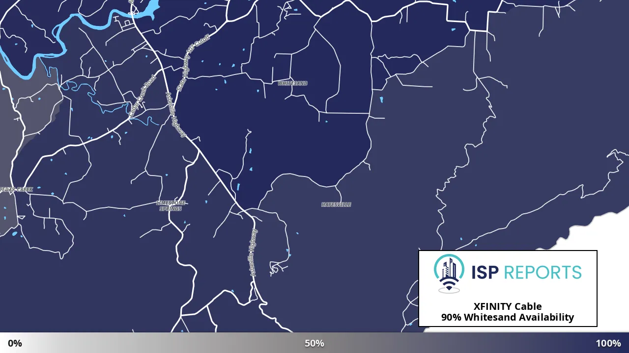 Whitesand, TN map of internet availability