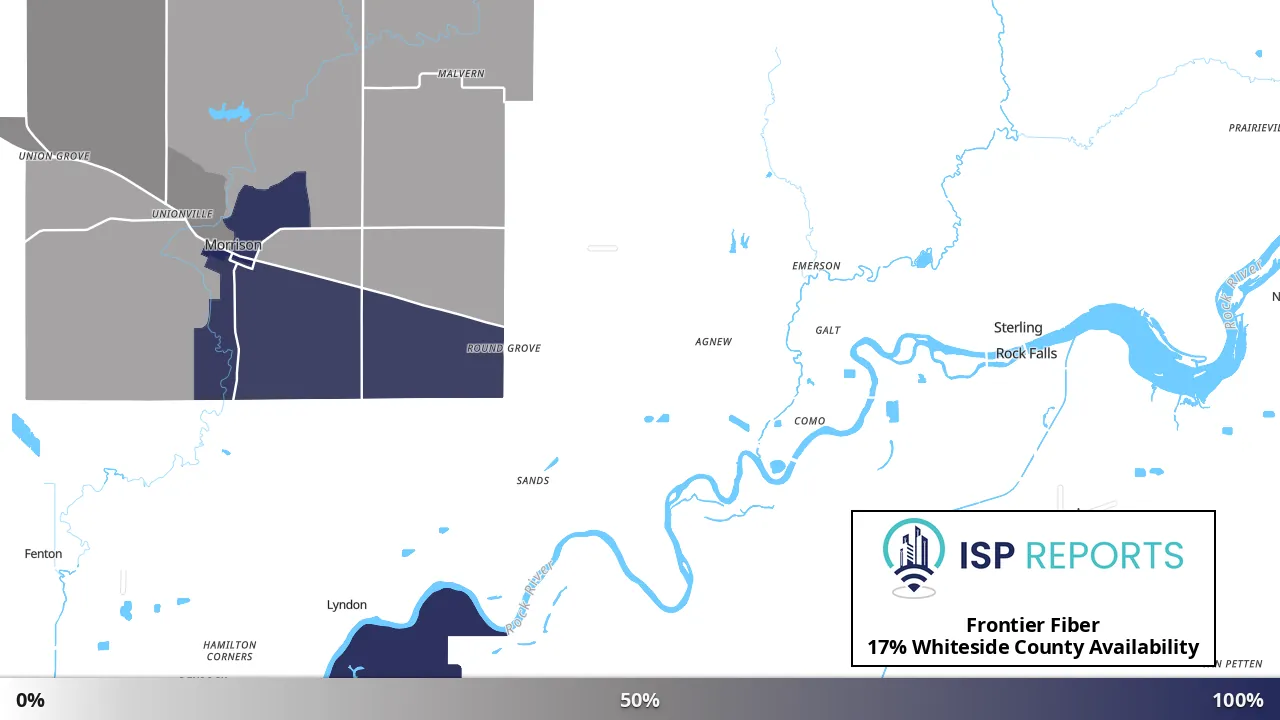 Whiteside County, IL map of internet availability