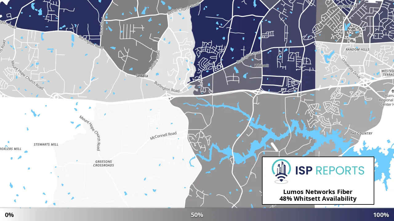 Whitsett, NC map of internet availability