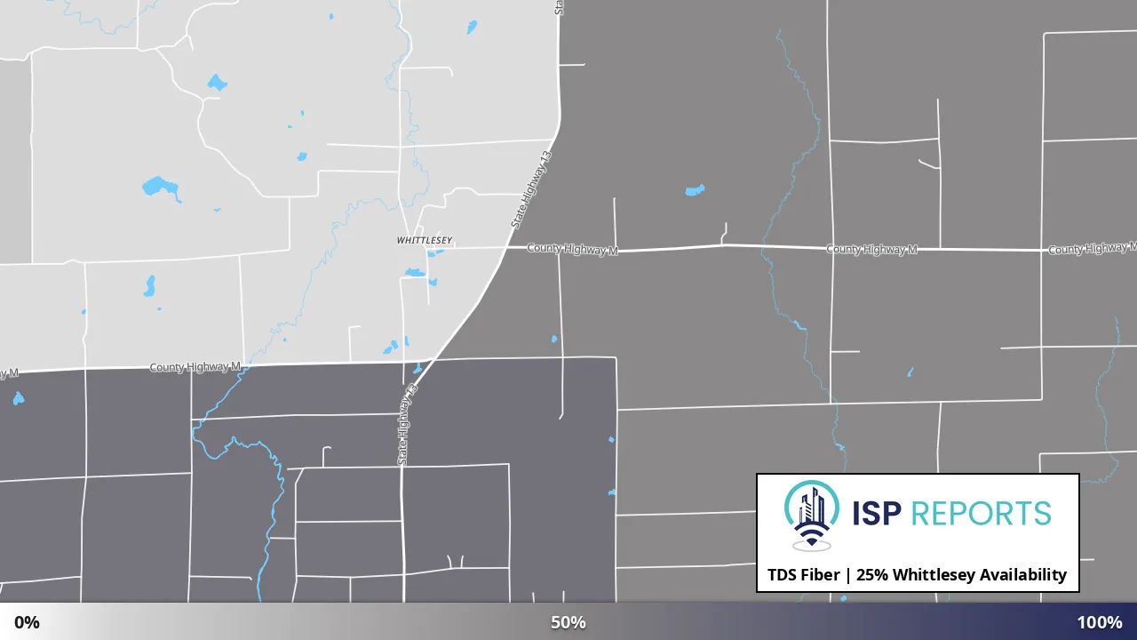 Whittlesey, WI map of internet availability