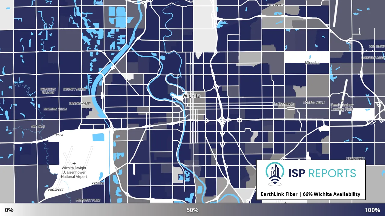 Wichita, KS map of internet availability
