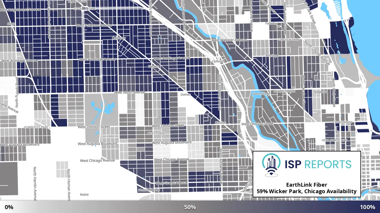 Wicker Park, Chicago, IL map of internet availability