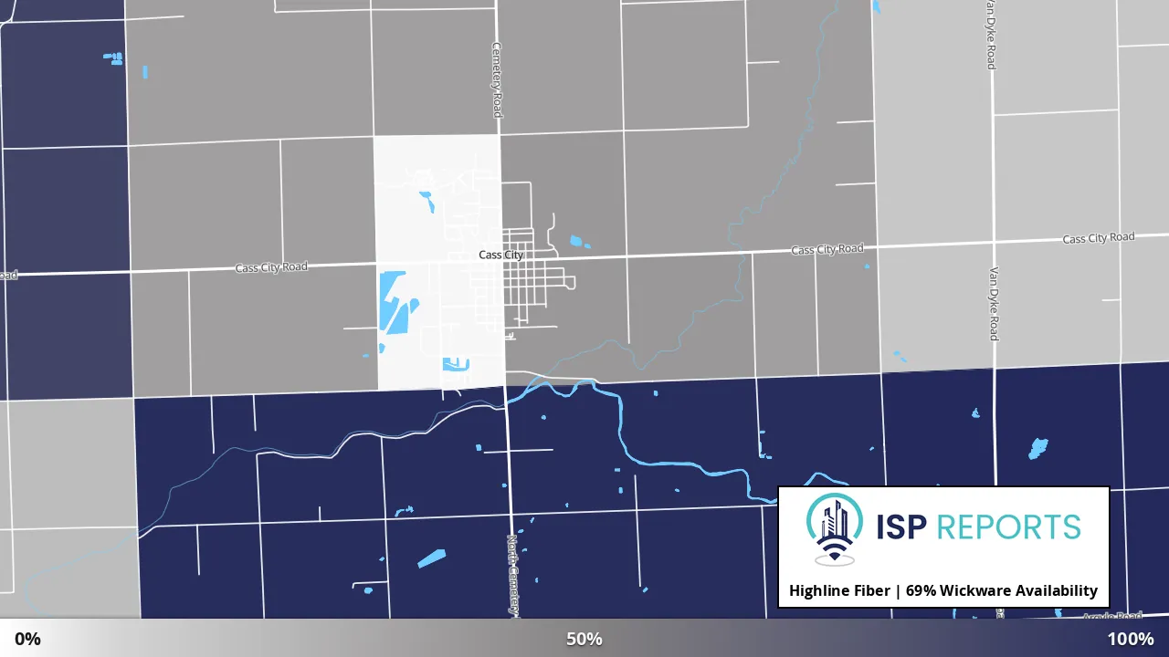 Wickware, MI map of internet availability