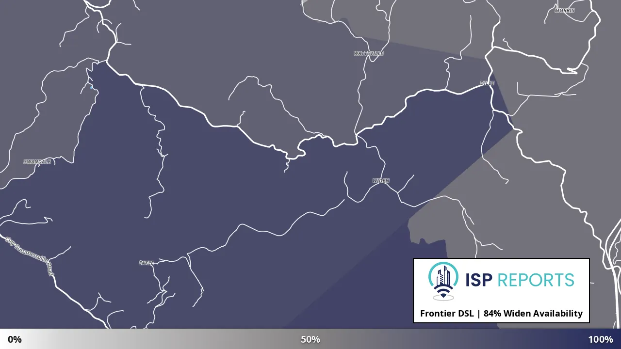 Widen, WV map of internet availability