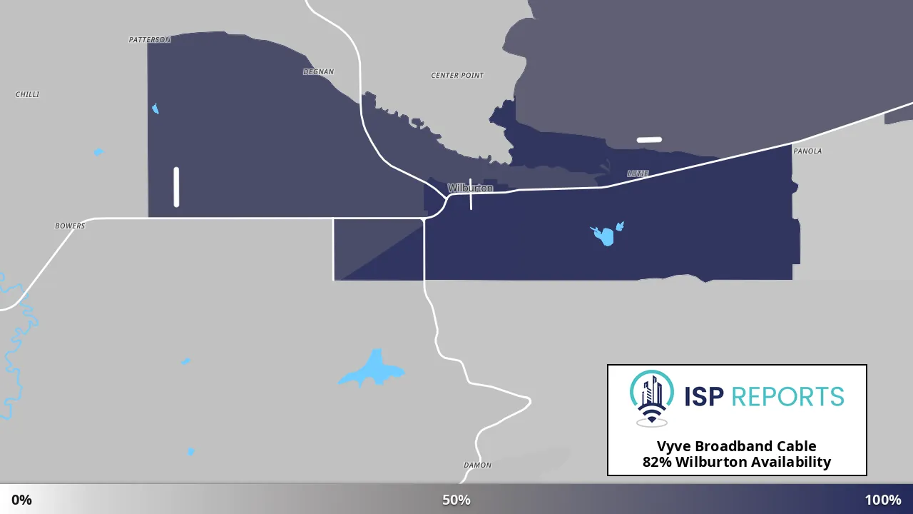 Wilburton, OK map of internet availability