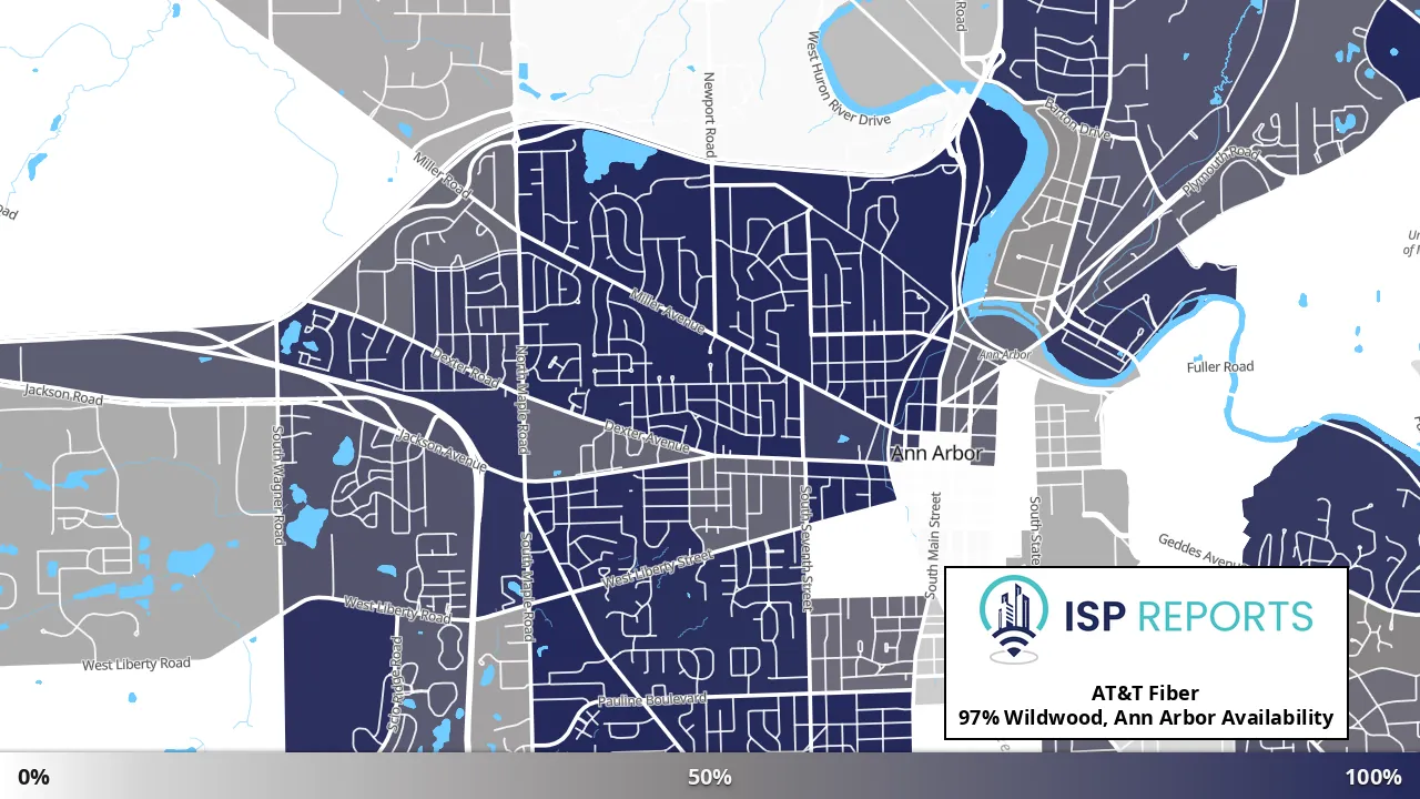 Wildwood, Ann Arbor, MI map of internet availability