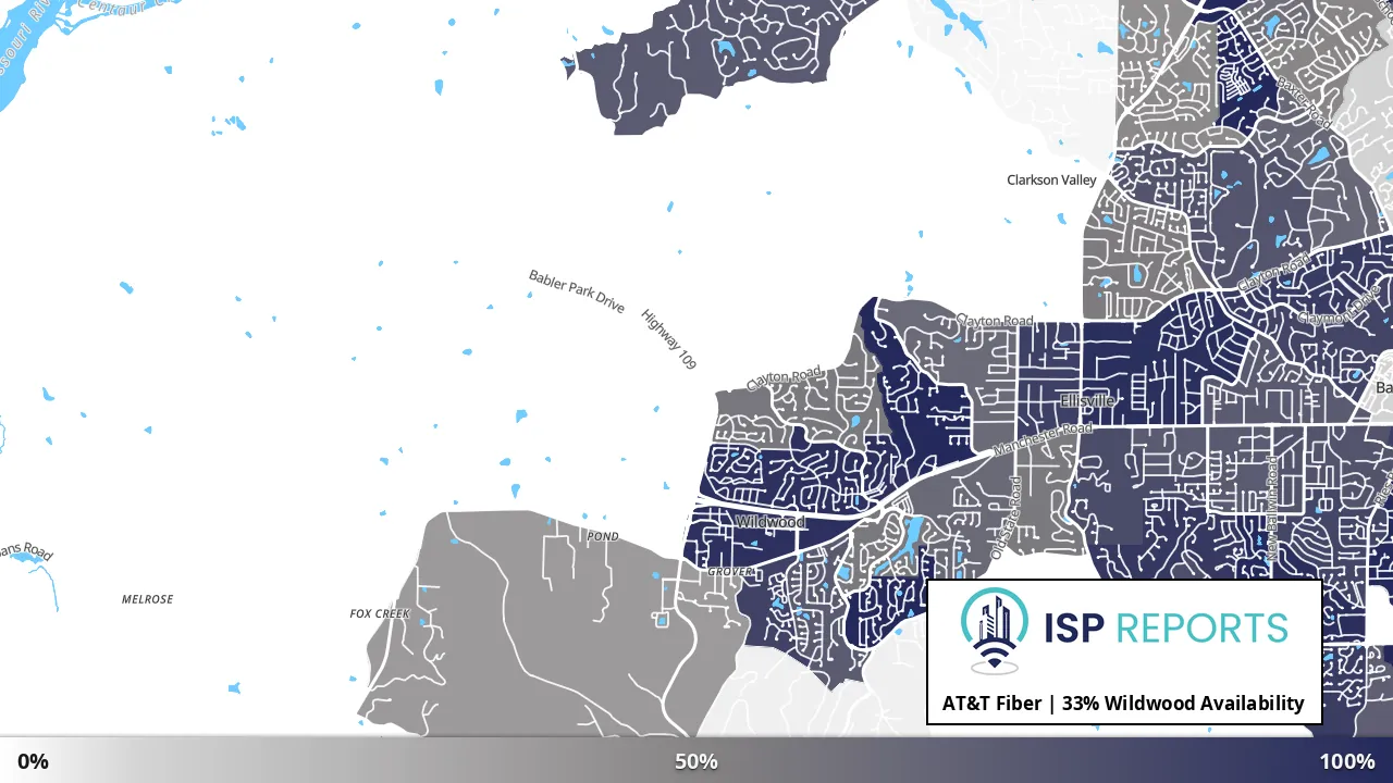 Wildwood, MO map of internet availability