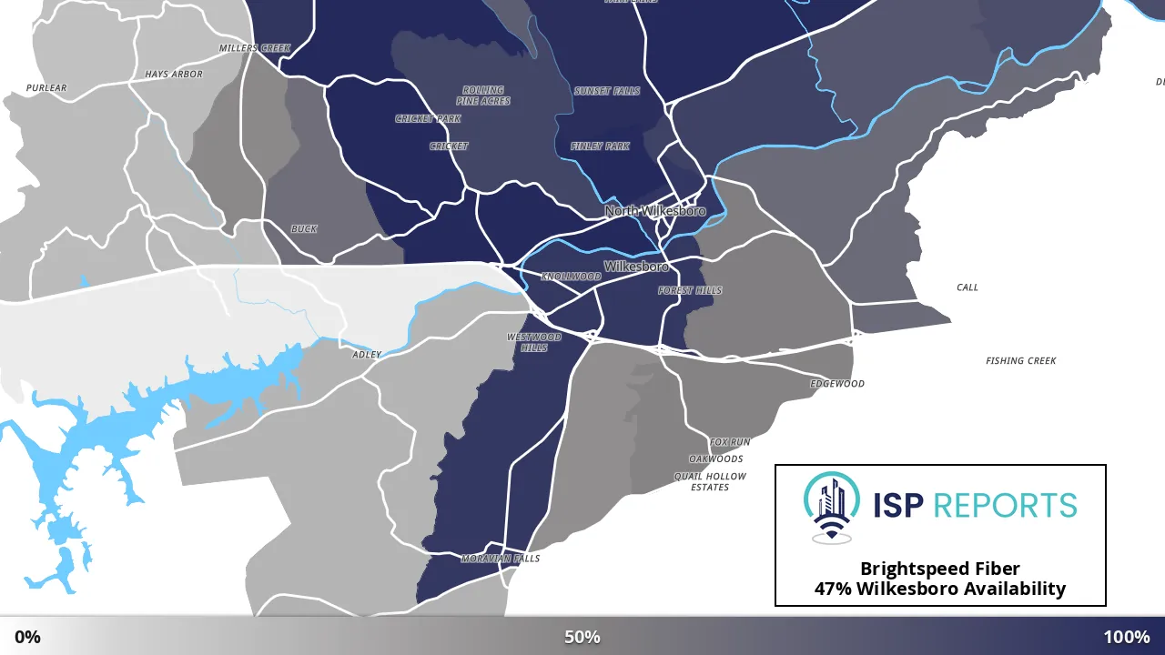 Wilkesboro, NC map of internet availability