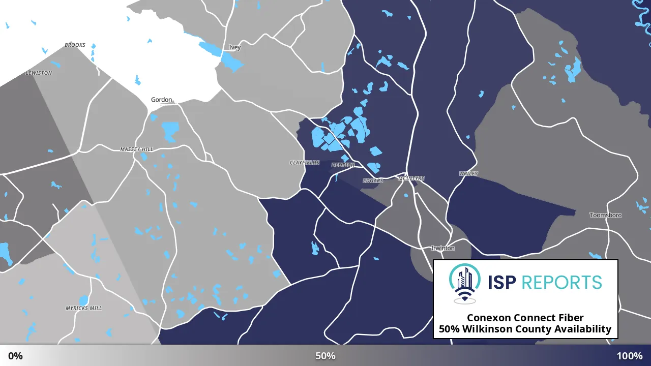 Wilkinson County, GA map of internet availability
