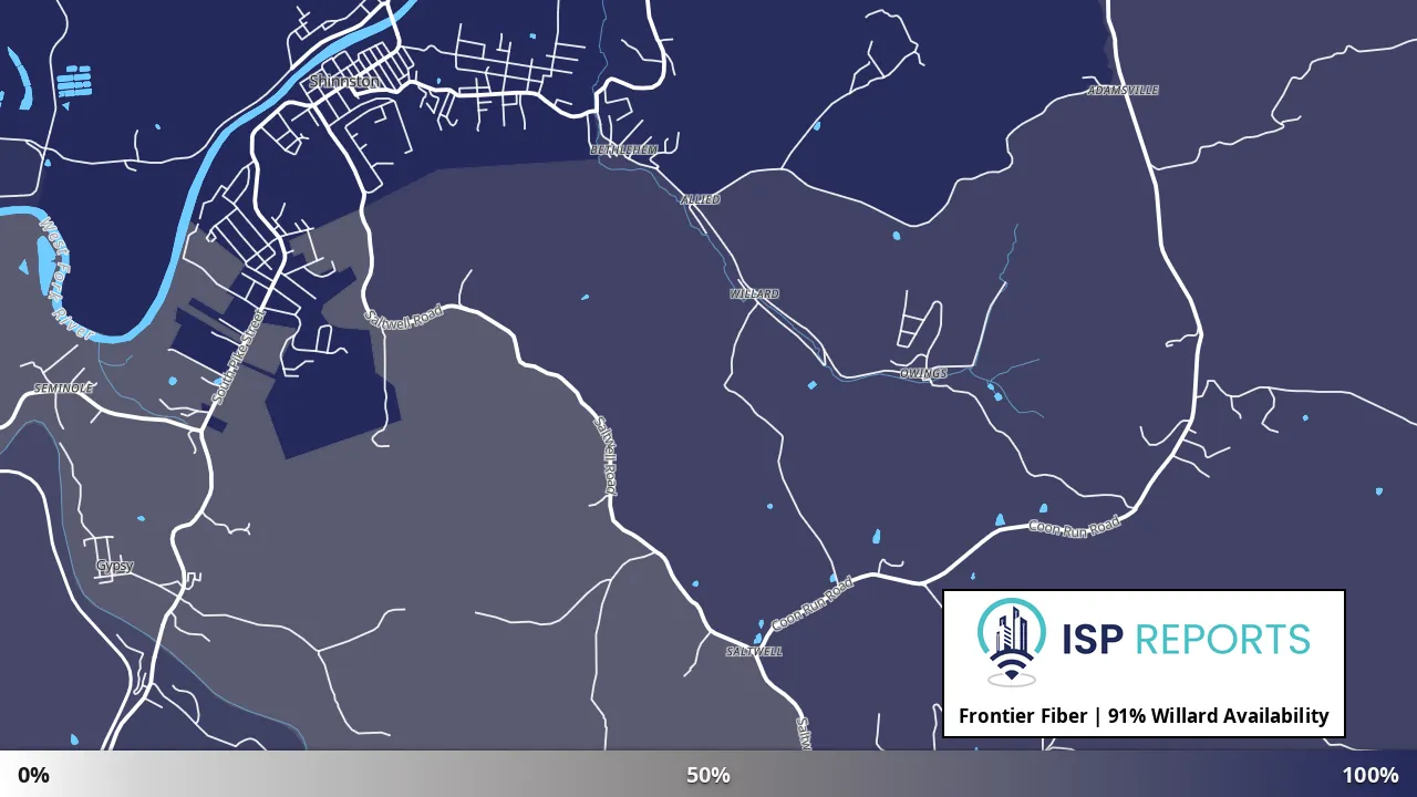 Willard, WV map of internet availability