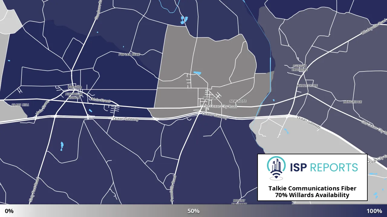 Willards, MD map of internet availability