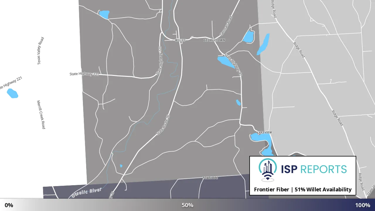 Willet, NY map of internet availability
