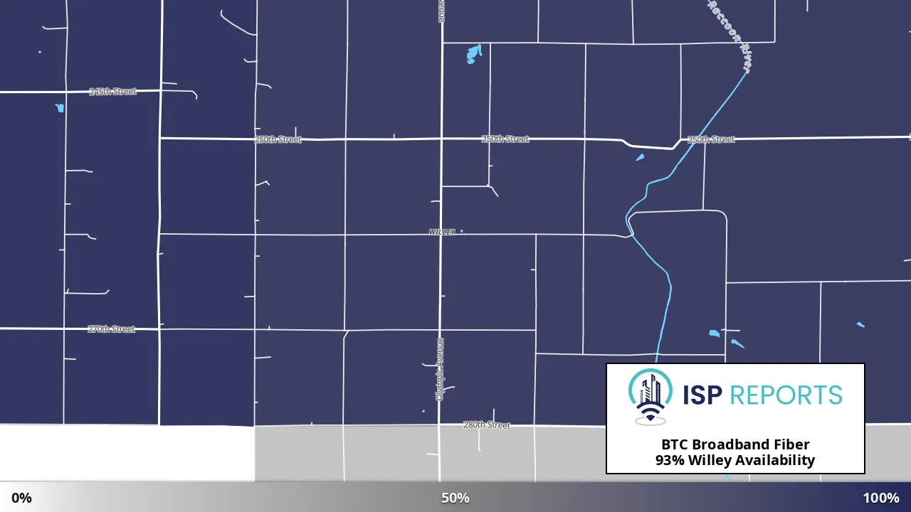 Willey, IA map of internet availability
