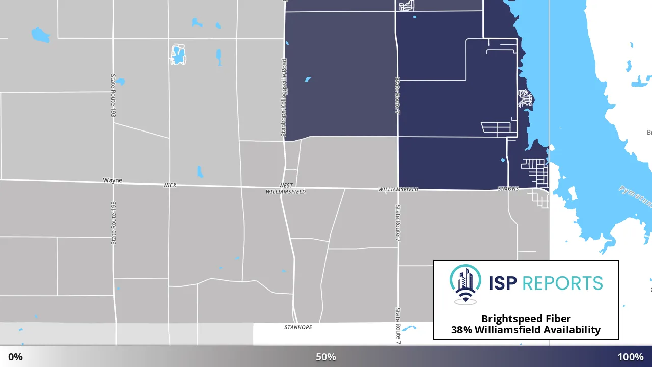 Williamsfield, OH map of internet availability