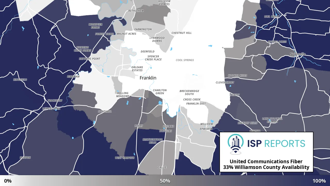 Williamson County, TN map of internet availability