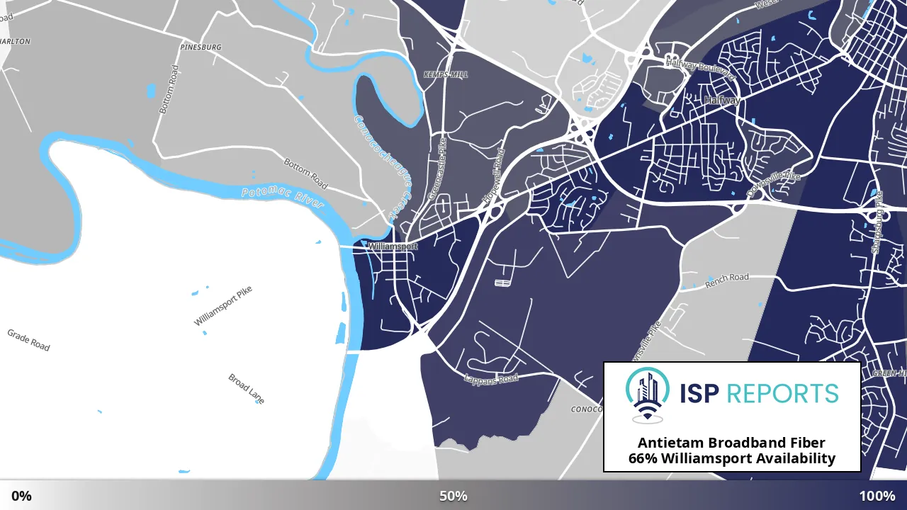 Williamsport, MD map of internet availability