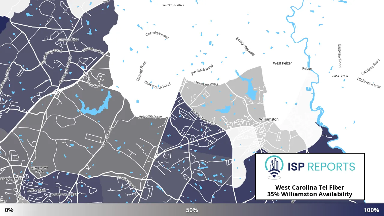 Williamston, SC map of internet availability